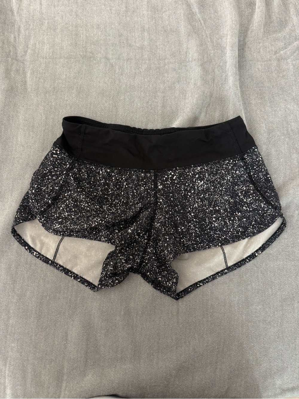 lululemon athletica speed shorts Black Speckle High-Rise Running Shorts sz 4
